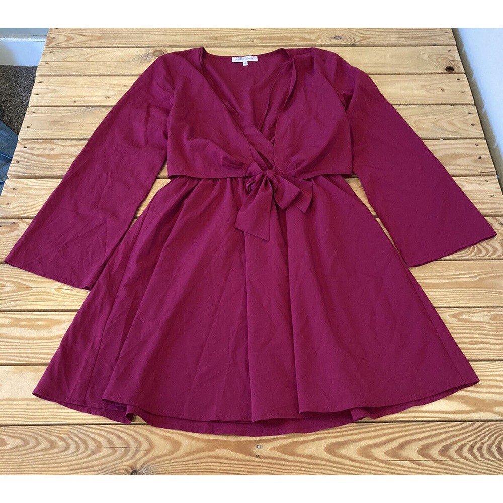 Great Jones Tie Top Long Sleeve Dress Size Medium Women’s Berry
